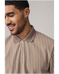 NEXT - Vertical Stripe Quarter Zip Polo Shirt