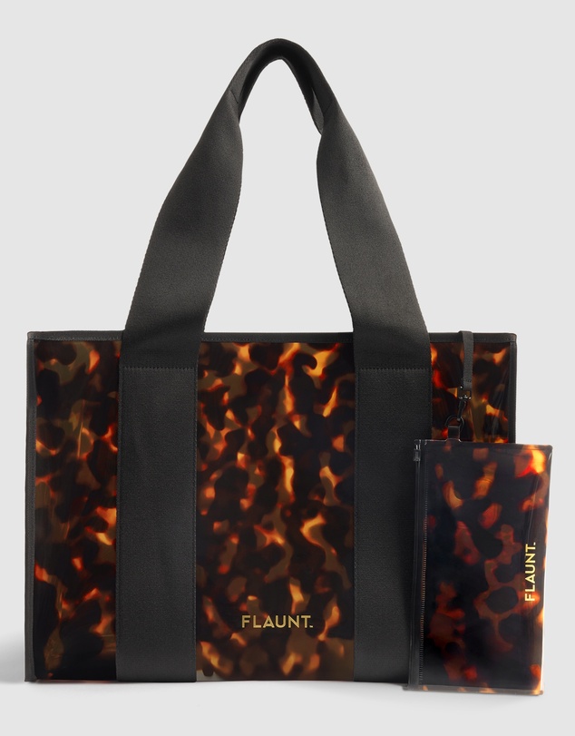 Flaunt - Flaunt Faux Tortoise Shell Everyday Tote w/ Pouch