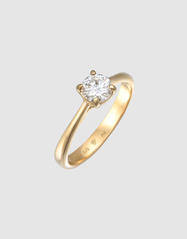 Elli Jewelry - Moissanite Solitaire Ring in Gold-Plated 925 Silver