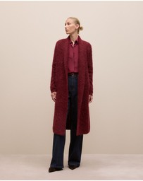 Trenery - Silk Concealed Placket Shirt in Red Mahogany