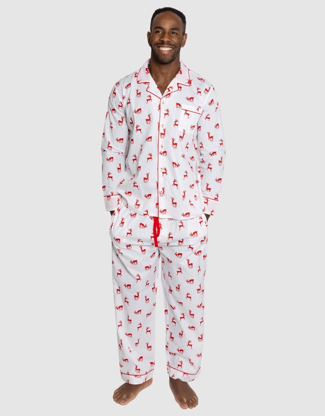 Sant And Abel - Men's Reindeer Red Long PJ Set