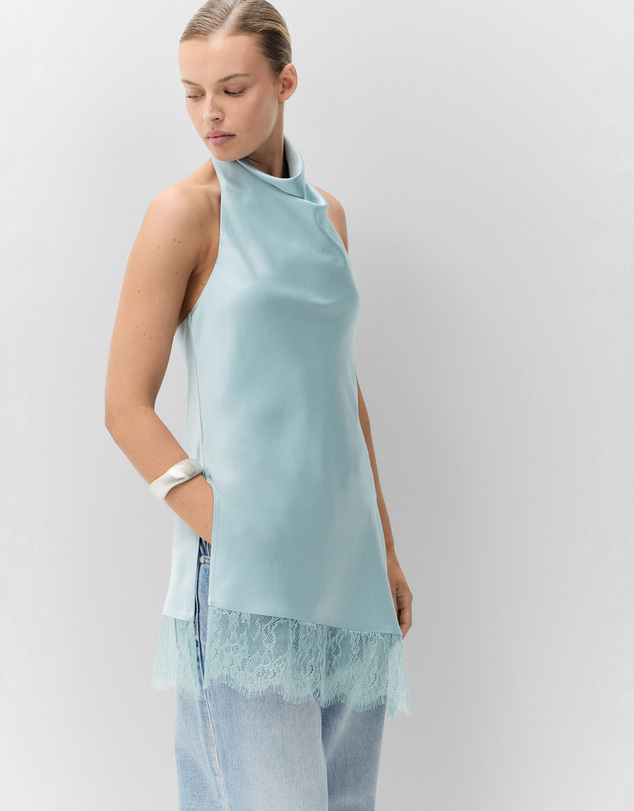 UNISON - Lace Trim Halter Top