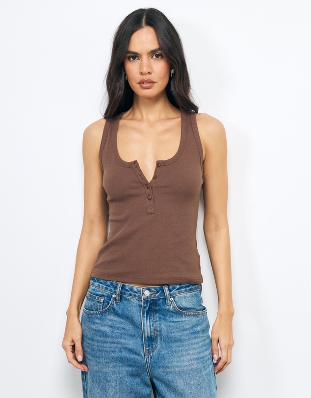 AERE - Ribbed Button Tank