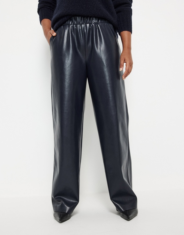 Commonry - Faux Leather Pull On Pant
