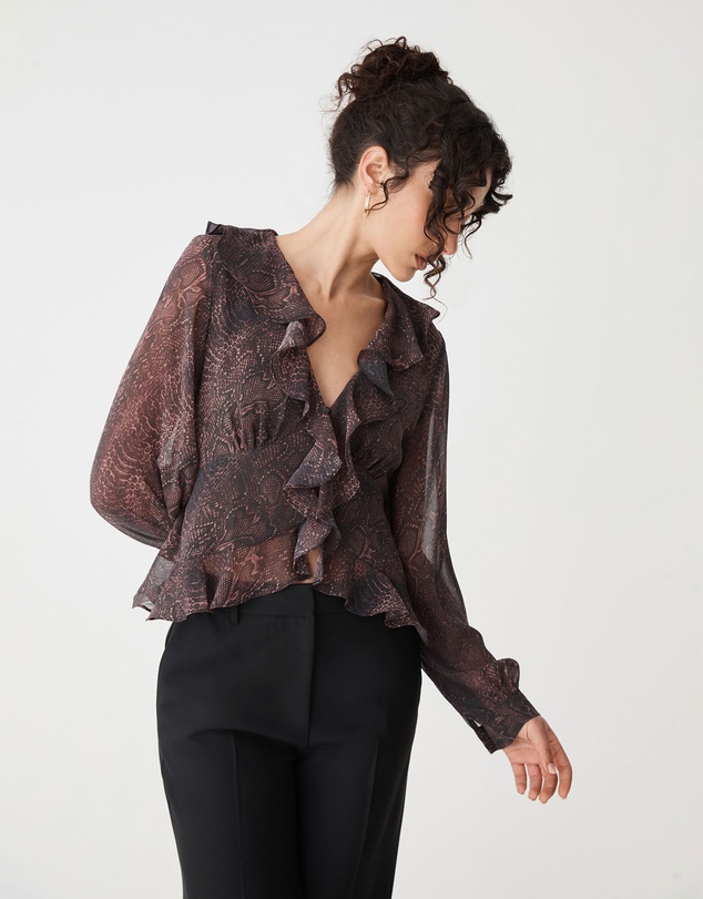Forcast - Sonia V-Neck Ruffle Top