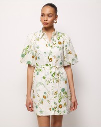 AERE - Anita Linen Puff Sleeve Mini Dress