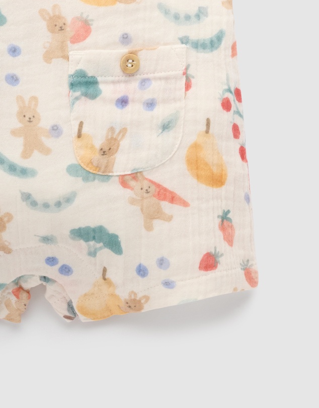 Purebaby - Veggie Garden Print Romper-Kids-Babies