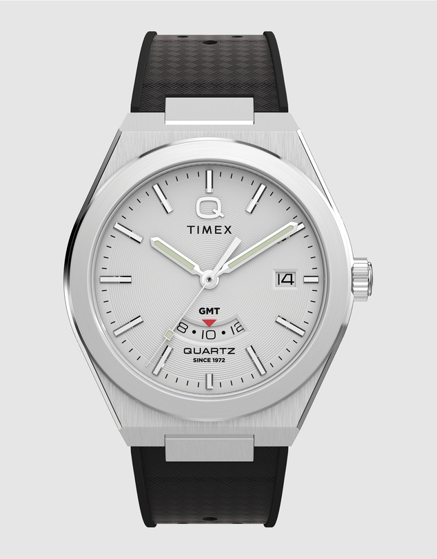 TIMEX - Q Timex® Continental GMT 39mm Synthetic Rubber Strap Watch