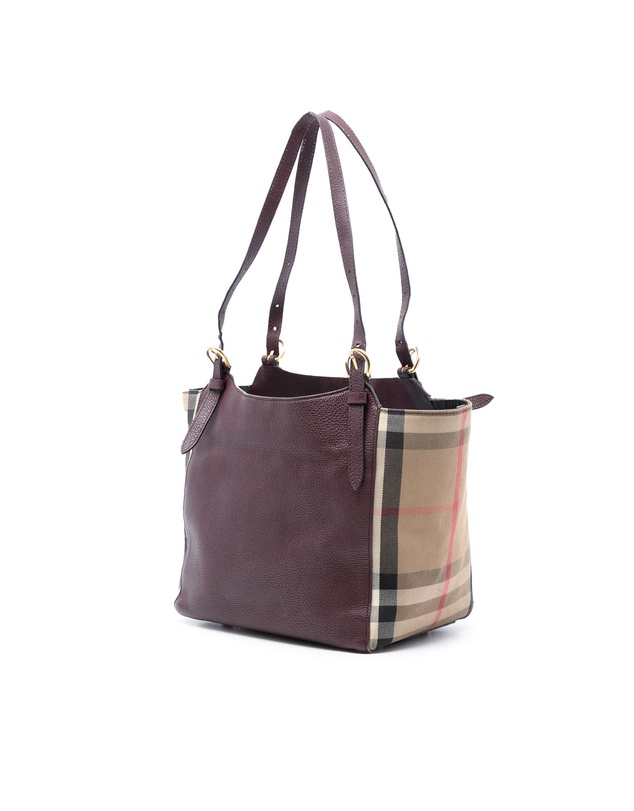 Pre-Loved by Azura Reborn - Pre-Loved Small Leather and House Check Canvas Canterbury Tote