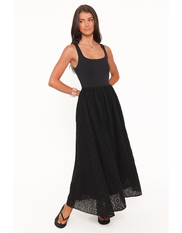 Petal & Pup - Alva Midi Dress - Black Broderie