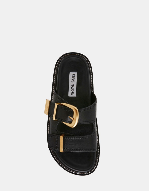 Steve Madden - Arch Black Leather Sandals