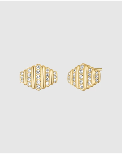 Rosefield - Striped Pavé Crystal Gold-Tone Stud Earrings