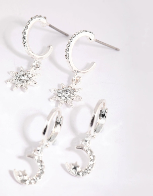 Lovisa - Silver Celestial Huggie Earring Pack