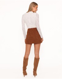 Petal & Pup - Arnie Faux Suede Mini Skirt - Copper Tan