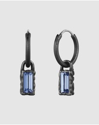 Kuzzoi - ICONIC EXCLUSIVE - Earrings Unisex Square Blue Swarovski® Crystals 925 Sterling Silver