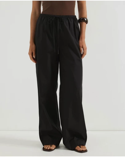 Atmos&Here - Tilly Tie Waist Cotton Poplin Pants