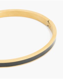 Lovisa - Waterproof Gold Plated Stainless Steel Thick Black Enamel Hinged Bangle
