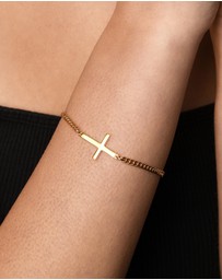 Von Treskow - Cross & Evil Eye Curb Bracelet