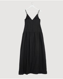 Revibe - Repaired AERE Bree V Neck Linen Maxi Dress - AU 10