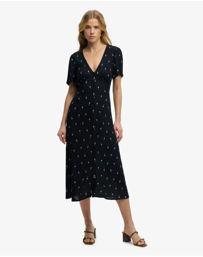 Superdry - Print Button Short Sleeve Midi Tea Dress