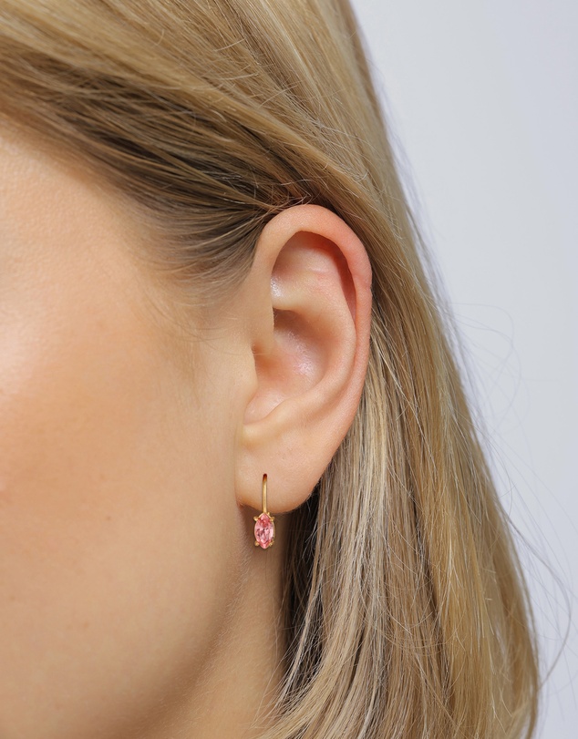 Elli Jewelry - Crystal Oval Drop Earrings in Gold-Plated 925 Silver