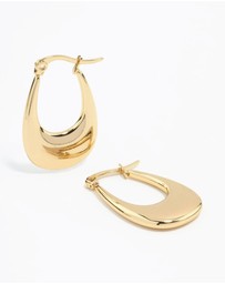 Lovisa - Waterproof Gold Plated Stainless Steel Elongated Flat Hoop Earrings