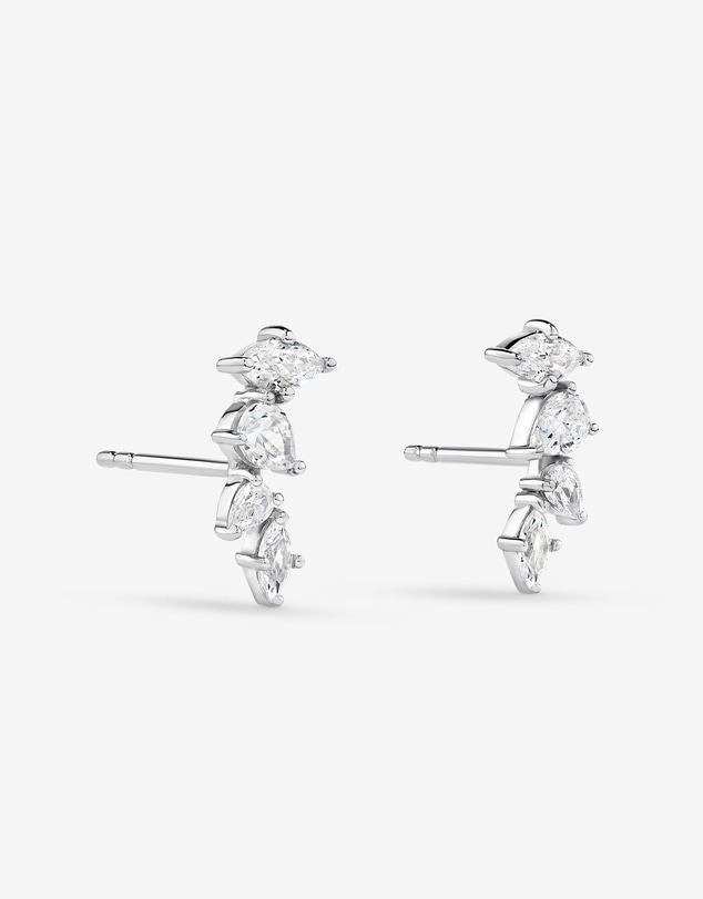 Michael Hill - Cubic Zirconia Vine Stud Earrings in Sterling Silver