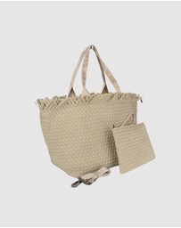 Chuchka - Woven Neoprene X-Large Beach Tote - Fringe Beige