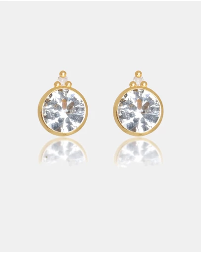 Georgini - Natural Topaz And Two Natural Diamond April Gold Earrings