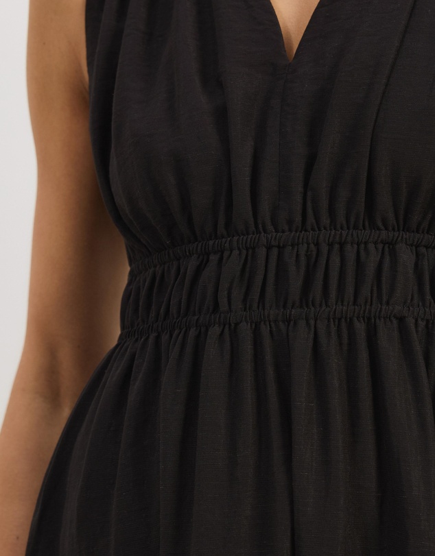 Atmos&Here - Luna Linen Blend Sleeveless Gathered Maxi Dress