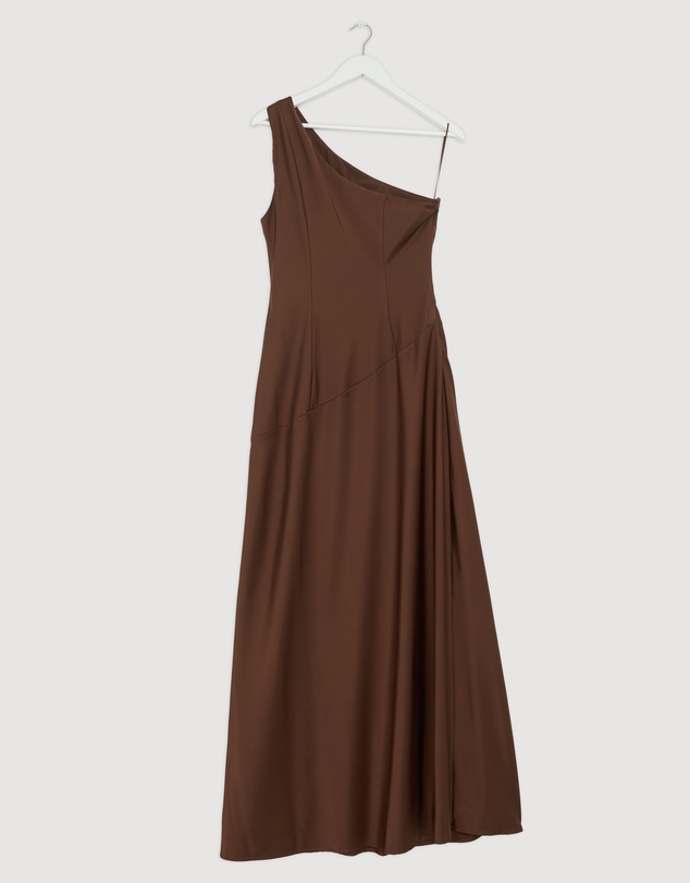 Revibe - Repaired CHANCERY Hallie Satin One Shoulder Drape Maxi Dress - AU 12