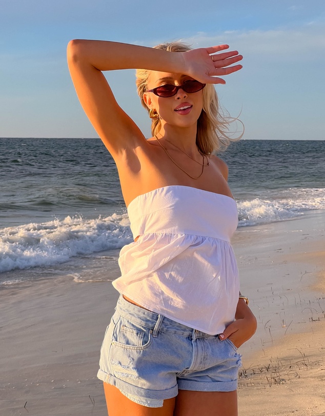 Beginning Boutique - Klee White Strapless Tie Back Top