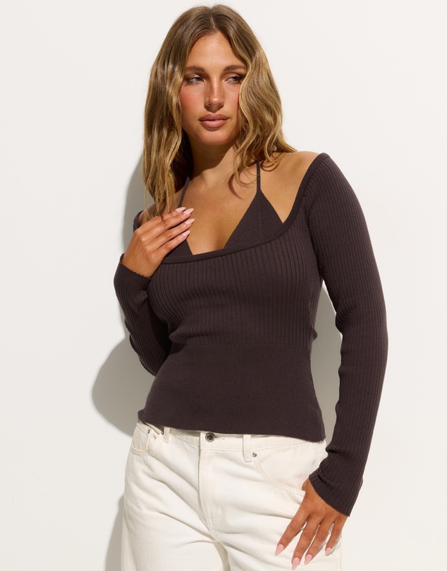 Dazie - Astor Off Shoulder Bralette Knit Top