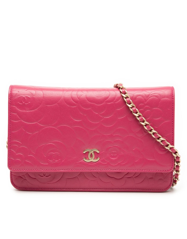 Pre-Loved by Azura Reborn - Pre-Loved CC Embossed Lambskin Camellia Wallet On Chain