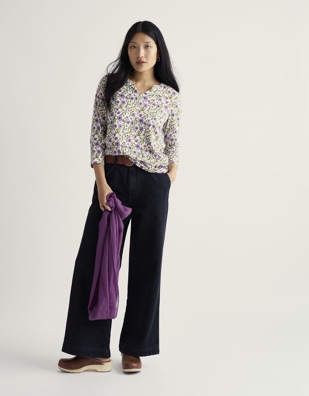 Seasalt - Seasalt Cornwall Multi Kellow 3/4 Sleeve Jersey Top