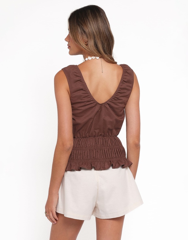 Petal & Pup - Lucilla Shirred Waist Top - Chocolate