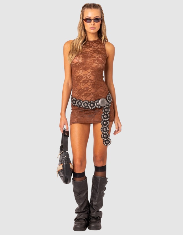 EDIKTED - Janina Sheer Lace Mini Dress