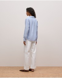Trenery - Delave Linen Long Sleeve Shirt in Chambray