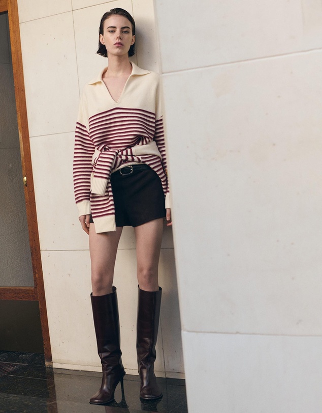 M.N.G - Striped Polo-Neck Sweater