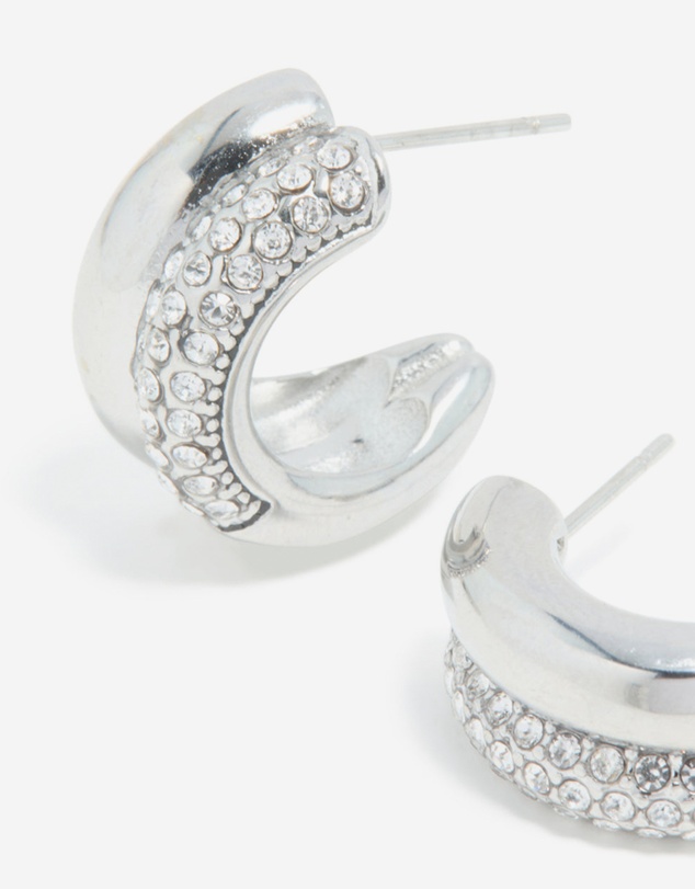 Lovisa - Waterproof Stainless Steel Cubic Zirconia Pave Illusion Hoop Earrings