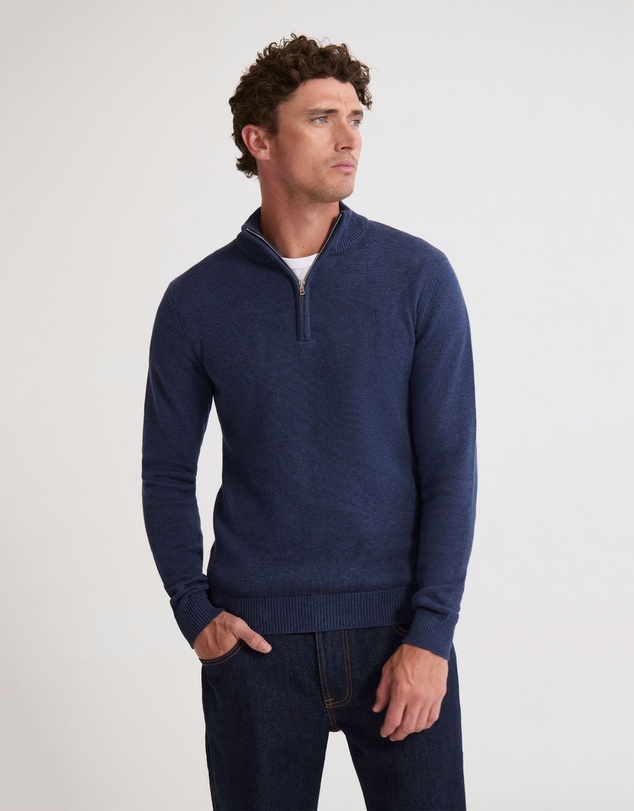 Oxford - Robert Zip Neck Knit Pullover