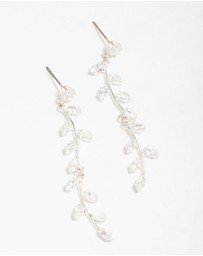 Lovisa - Silver Plated Long Swirling Cubic Zirconia Vine Drop Earrings