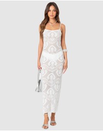 EDIKTED - Embroidered Backless Sheer Knit Maxi Dress