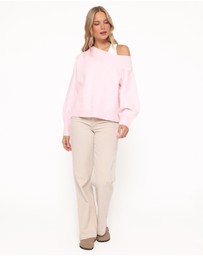 Petal & Pup - Ailis Off Shoulder Sweater - Pink