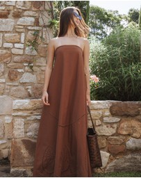 Petal & Pup - Como Strapless Maxi Dress - Brown