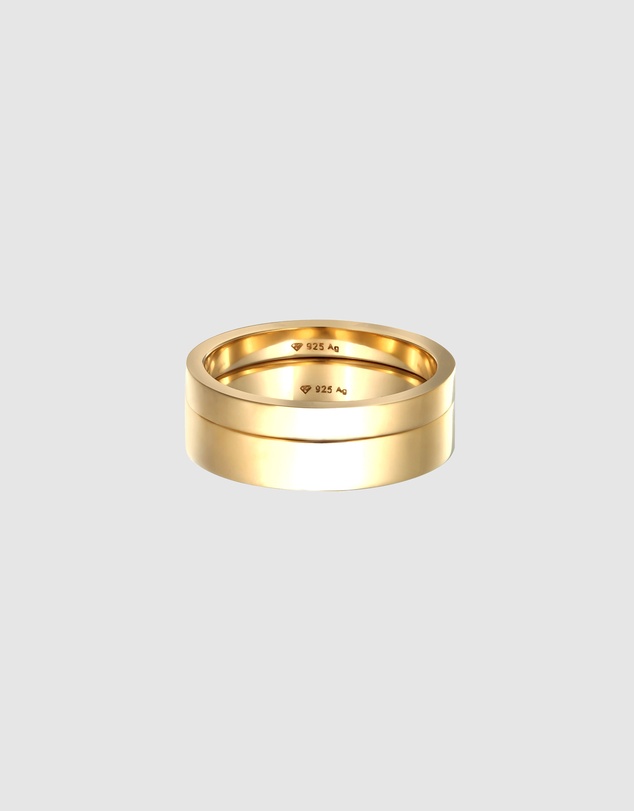 Kuzzoi - ICONIC EXCLUSIVE - Polished Band Ring Set in Gold-Plated 925 Sterling Silver