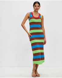 KAJA Clothing - Striped Sleeveless Knit Bodycon Long Gladys Dress