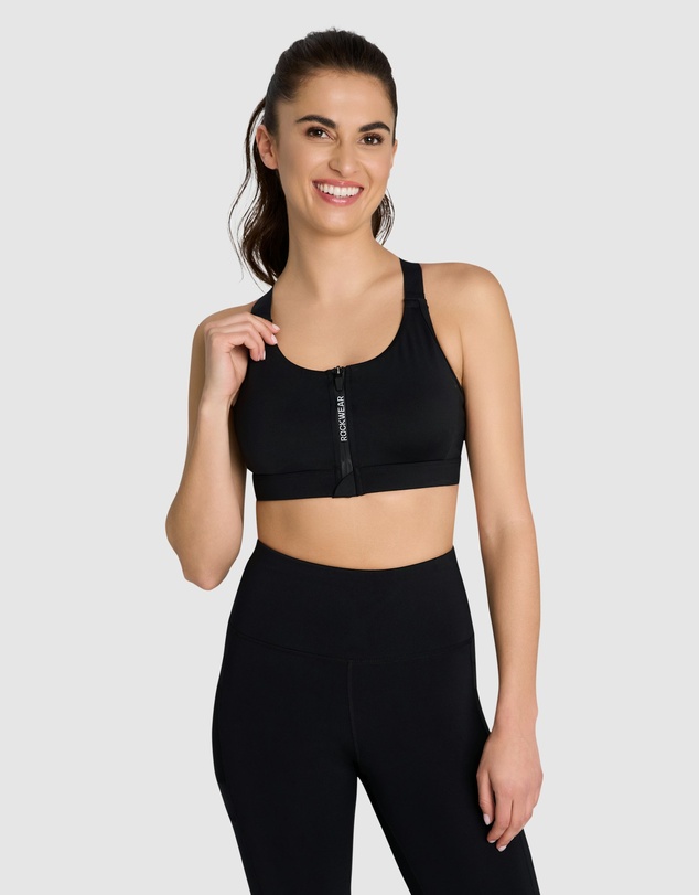 Rockwear - Velocity Zip Medium Impact Sports Bra
