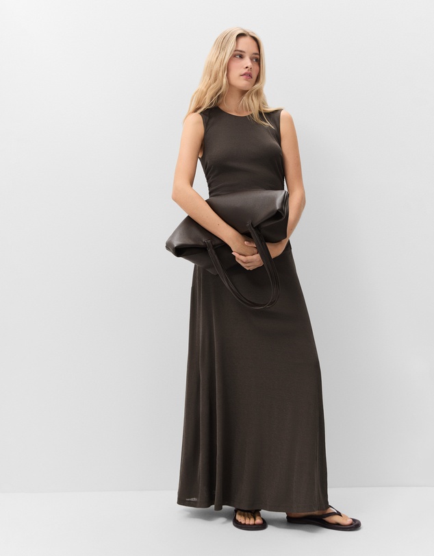 UNISON - Ruched Mesh Maxi Dress
