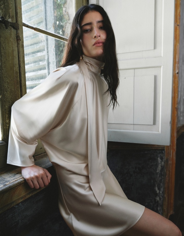 M.N.G - Satin High-Neck Dress